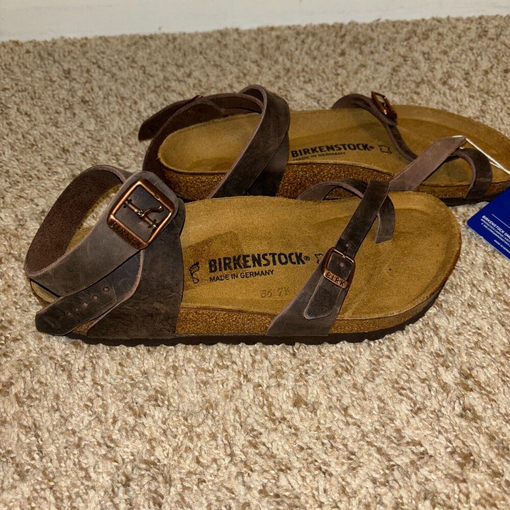 Birkenstock Brown Leather Strappy Sandals - Picture 6 of 10